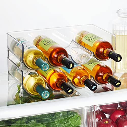 mDesign Plastic Free-Standing Stackable Bottle Storage Rack, for Kitchen Countertop, Fridge, Freezer; Organizer for Water Bottles, Sports Drinks;