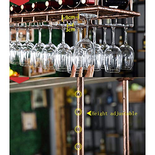 PIBM Restaurant Wine Rack Suspension Ceiling Goblet Holder Bar Fashion Creative Wine Glass Rack European Style Wine Bottle Rack J1024, Black , L8