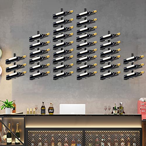 Giyiprpi Wall Wine Rack Bottle Rack for 6 Bottles, Metal Wine Rack Hanging Wall Mounted Wine Bottle Racks, Wall Shelf Wine Storage Rack for Kitch