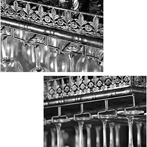 ZYZMH Wine Rack, Bar Hanging Goblets Simple Display Wrought Iron Wine Rack, Elegant Black