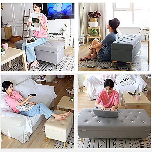 Luxurious Crystal Button Storage Bench,Velvet Upholstered End of Bed Bench,Modern Decoration Furniture Living Room Footrest Entryway Shoe Bench-D