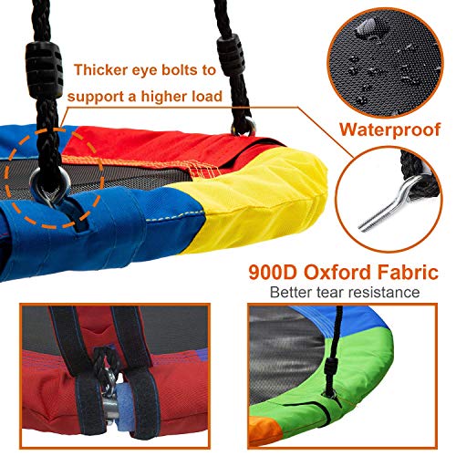 Nest Swing Round Tree Swing Flying Family Swing Seat with Hanging Straps Set For Kids Children Friends Adult Outdoor Backyard Garden (Multicolour