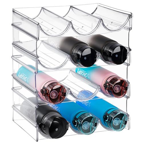JIIKOOAI 3PCS Stackable Water Bottle Organizer, Home Plastic Storage Wine Bottles Holder Water Bottle Storage Rack stand for Cupboard Kitchen Cou