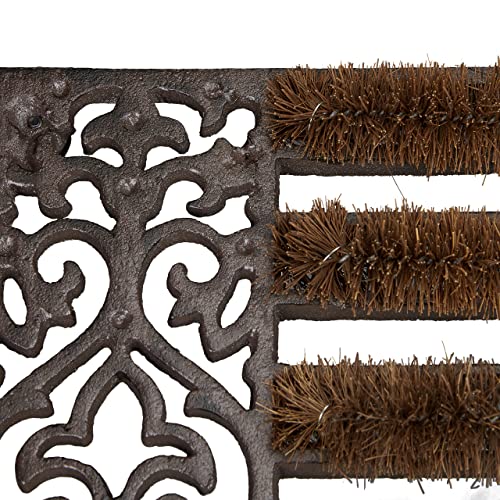Relaxdays Door Mat Cast Iron Doormat with Bristles, Rectangular with "WELCOME" Lettering, 4 x 57 x 37cm, Art Nouveau Rustic Welcome Mat made of R