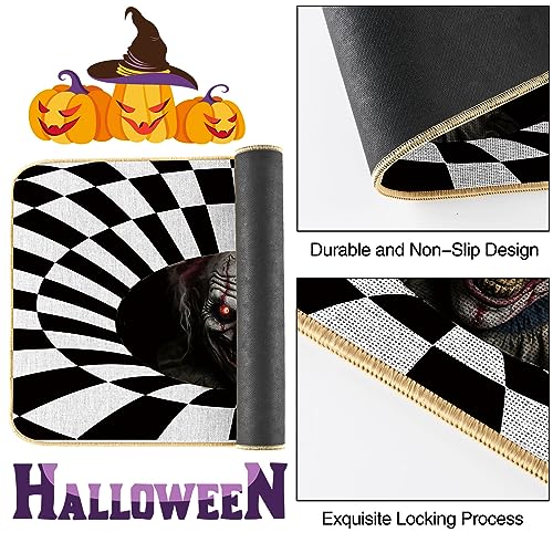 VOKFLYA Halloween 3D Illusion Clown Door Mat Halloween Rug 29 X 17 Non-Slip Scary Doormat for Front Door Indoor Outdoor Welcome Mats for Entrance