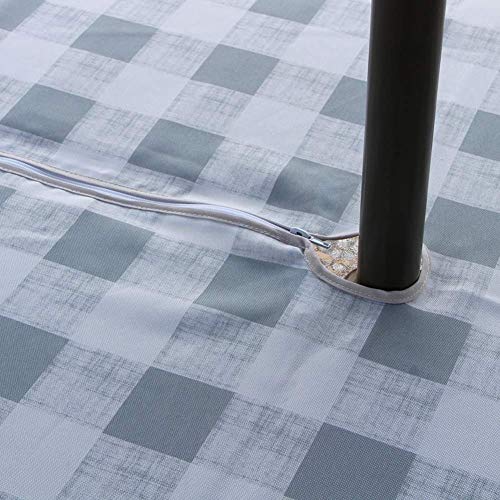 Melanovo Outdoor Patio Tablecloth with Umbrella Hole and Zipper, Water and Stain Resistant Fabric Table Cloth for Umbrella Table, Seats 4 People