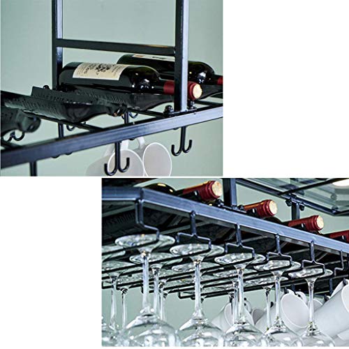 EYLINK Wine Racks,Household Wine Shelf Cup Holder- Adjustable Height Ceiling Mounted Hanging Wine Bottle Holder Metal Wine Glass Rack Goblet Stem