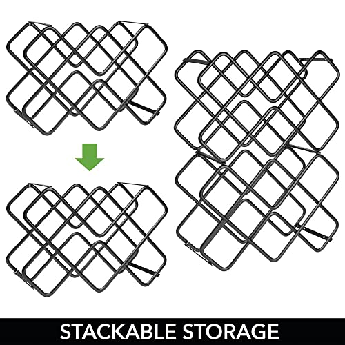 mDesign Free-Standing Wine Rack – Metal Wine Bottle Holder for the Kitchen – Wine Storage Rack with 3 Levels for up to 8 Bottles – Black