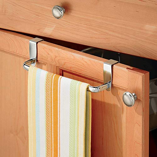 iDesign 57270 Axis Towel Rack, Small Metal Towel Holder, Over Door Towel Bar, Silver