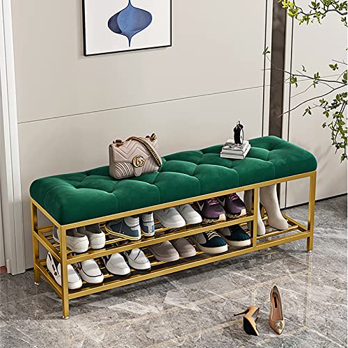 Luxurious Entryway Bench with Boots Storage,Velvet Upholstered Shoe Bench Shoe Rack Bench,Modern Shoe Storage Bench Entry Shoe Organizer Furnitur