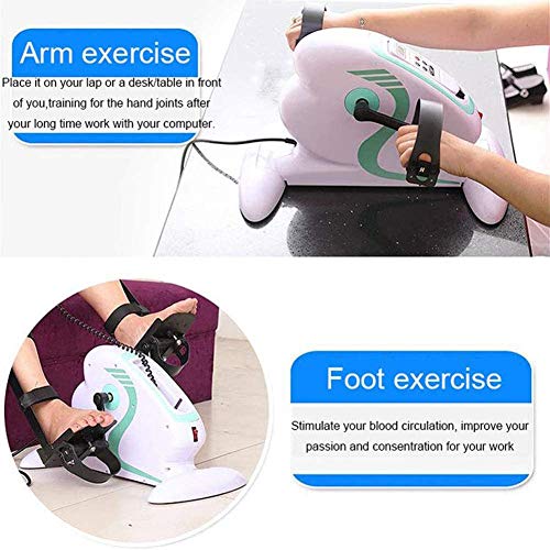 LUNEZY Electric Pedal Exerciser, Portable Fitness Exercise Bike Knee Leg Exercise Peddling Machine Adjustable Fitness Rehab Equipment with LCD Di
