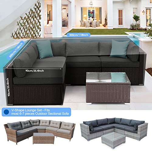 L-Shape Furniture Cover, 600D Oxford Waterproof Garden Sofa Cover, Heavy-duty Sectional Sofa Covers, Windproof Anti-UV Heavy-duty, with Handles f