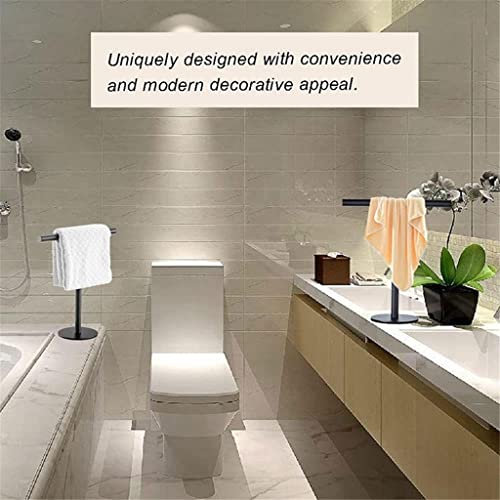 CHUNYU Portable Hand Towel Holder Stand For Bathroom Stainless Steel Countertop Towel Rack Stand Brushed Matte Black
