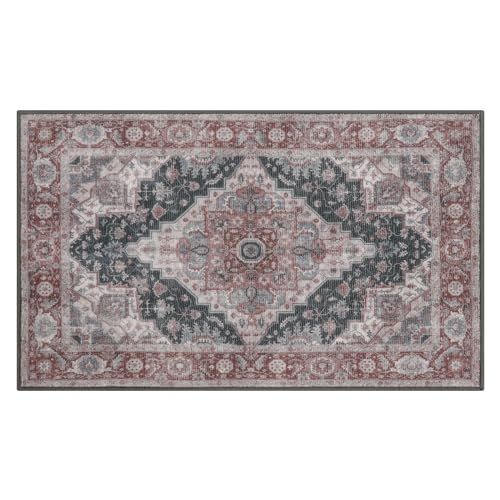 Collive Washable Indoor Door mat, Non Slip Retro Entryway Rug 20" x 32" Doormat Quick Absorbent Entrance Rug Distressed Front Door Mat, Welcome M