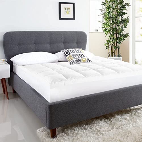 hut Microfiber Mattress Topper-Anti Allergic Mattress Topper Double Bed 4 Inches, Mattress Cover With Elasticated Corner To Easily Fits Over Matt