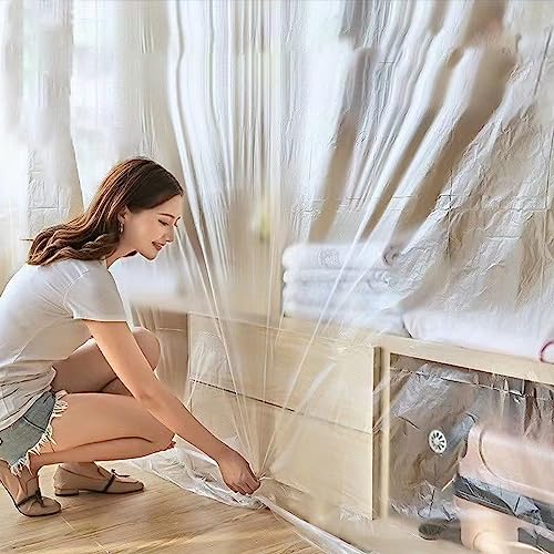 dropee Greenhouse Plastic Sheeting - 2 x 5m Polytunnel Heavy Duty Sheeting 250Mu/1000g, Plastic Sheeting Clear Polytunnel Cover UV Resistant Furn