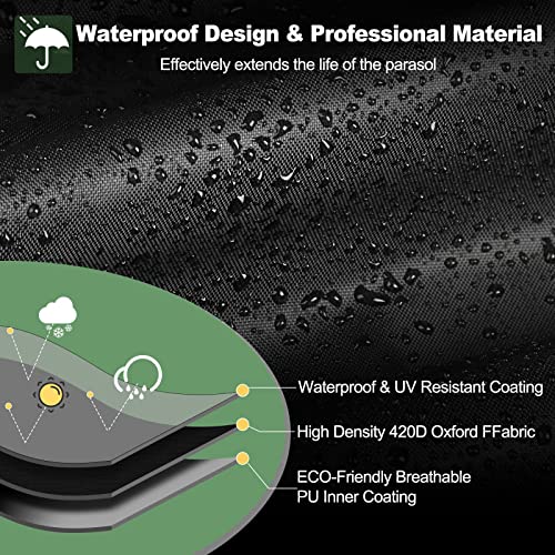 Ezilif Parasol Cover, 420D Oxford Parasol Covers Waterproof/Windproof/Anti-UV, Parasol Covers Fit for 1.5-2M Garden Outdoor Umbrellas(140*25/30CM