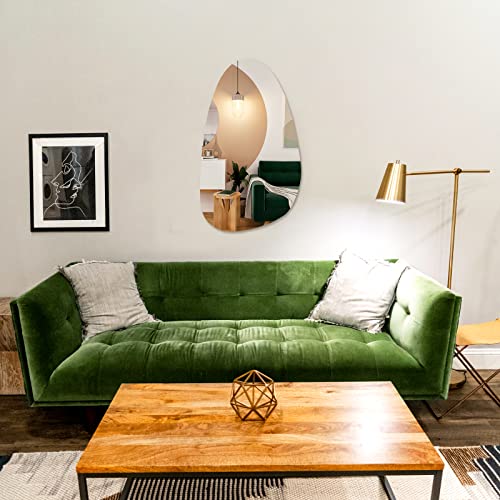 QDSSDECO Asymmetrical Wall Mounted Mirror, Irregular Wall Mirror, Decorative Shaped for Living Room, Bedroom, Entryway, 19.7"x33.5"