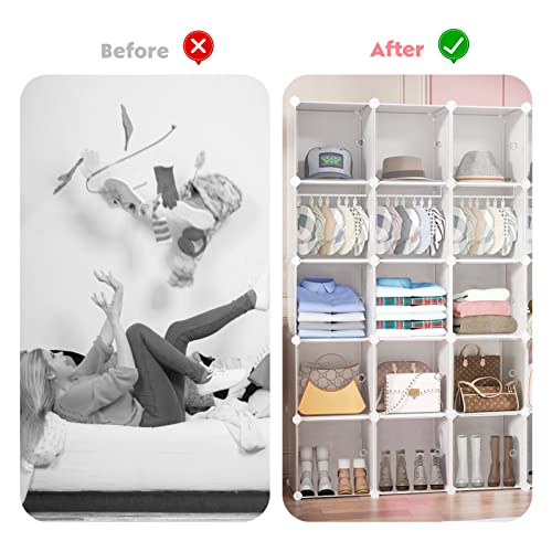 HOMCENT Bathroom Floor Storage Cabinet with Doors 5-Tiers, Multi-Use DIY Free Standing Storage Cube Shelf for Books, Toys, Clothes, Tools, Each c