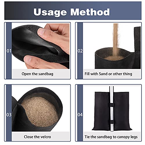 Misscat Weight Bags Sandbag for Pop up Canopy Tent, Patio Umbrella, Instant Outdoor Sun Shelter Canopy Legs, Heavy Duty Stability Weighted Feed B
