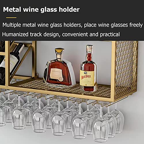 Wine Rack Wall Mounted, Metal Hanging Wine Holder, Glass Rack Iron Display Stand Wine Holder With Shelves, Wall Wine Rack Bottles, Modern Metal W