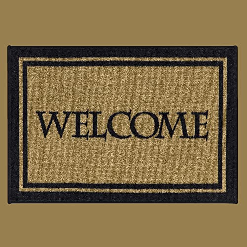 Ottomanson Rubber Back Doormat Collection, Floral Tile Design, "Welcome" Text, 51 cm x 76 cm, Multicolor