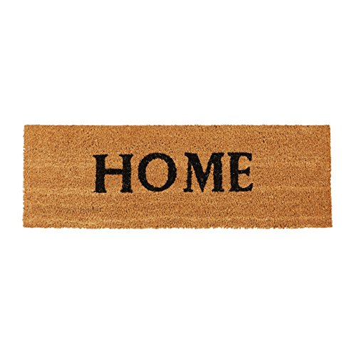 Relaxdays Narrow Coir Doormat HOME Print Anti-Slip Rubber PVC Underside Long Welcome Mat for the Balcony, Patio, Hallway, etc 1.5 x 75 x 50 cm, N