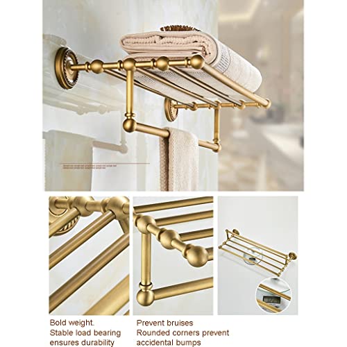 HIGOH Towel Racks, Bathroom Towel Rack Wall Mounted Towel Holder,Antique Towel Rack,All Copper Bathroom Towel Holder,European Bathroom Hardware,B