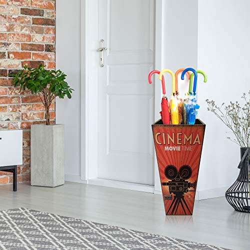 Rebecca Mobili Indoor Umbrella Stand, Modern Umbrella Stand, Mdf Canvas, Orange, With Handles, for Home Office - Measures: 50x20x20 (HxWxD) - Art