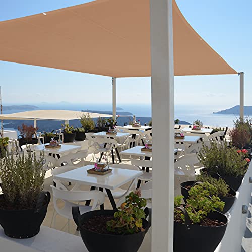 Relaxdays Sun Sail Rectangle 2.5 x 3.5 m Water Resistant UV Resistant Guy Ropes Patio Balcony, Coffee, 2.5 x 3.5 cm