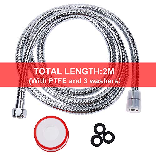 Rovtop 2M Shower Hose, Suitable for All Shower Heads, Flexible Shower Pipe, Stainless Steel Shower Hoses Chrome Plated, Universal Chrome Shower w