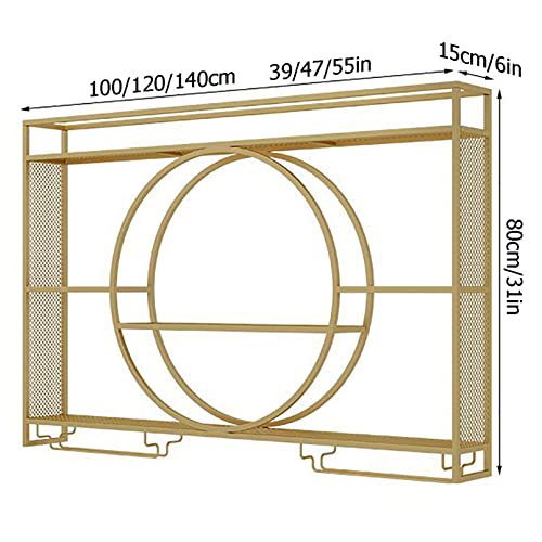 Modern Metal Wall Mounted Wine Display Rack, Bar Unit Floating Shelves, Wall-Mounted Wine Racks, Glass Rack Iron Display Stand Wine Holder With S