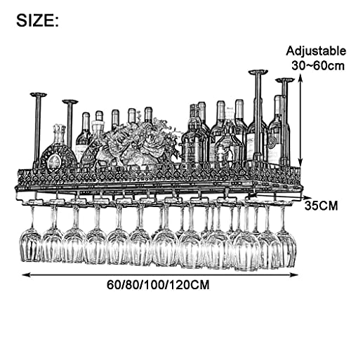 OUSIKA Wine Racks,Ceiling Mounted and Glass Holder, Metal Industrial Shelf Storage for Wall, Hanging Wine Glass Rack Holder for Bar Home Café