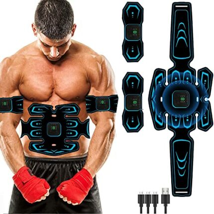 LEMENG EMS Training Device, Abdominal Muscle Trainer, Muscle Stimulator, Abdominal Trainer with 6 Modes & 9 Intensities,Portable Muscle Stimulato