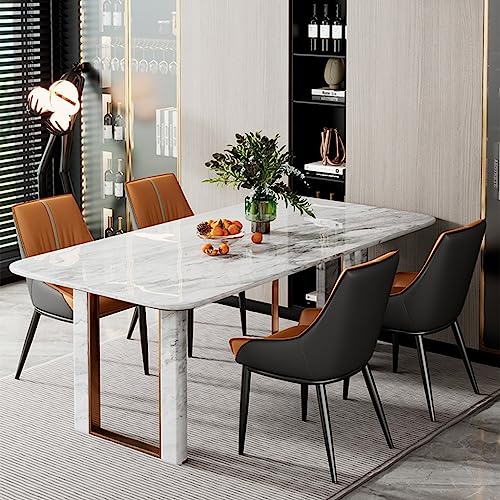 RILOOP Modern Dining Chairs Pu Upholstered Kitchen & Dining Room Chairs Leather Mid Century Modern Chairs with Metal Chair Legs,Loads up to 136Kg