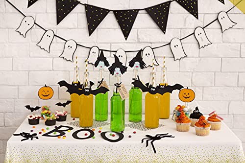 Neatiffy 6 Pack Plastic Table Cloth Picnic/Party/Banquet, Disposable/Reusable Table Cover (White Golden Dot)