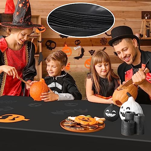 HXMJIED Black Tablecloth Plastic Table Cover (1 Pack) 137 x 274 cm Wipeable Rectangle Table coths for Indoor or Outdoor, Wedding, Birthday Party