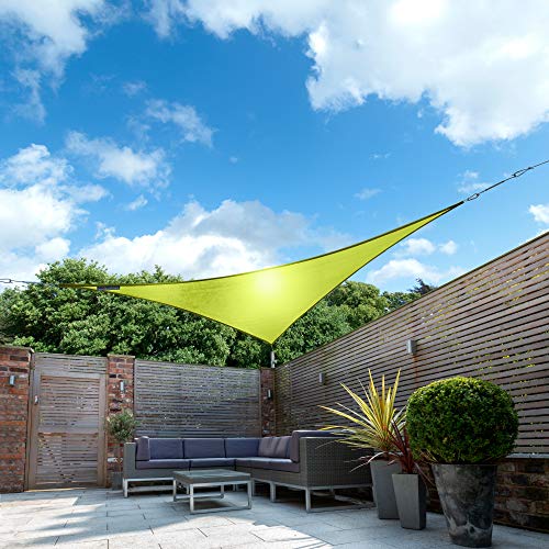Kookaburra Waterproof Garden Sun Shade Sail Canopy in Lime 98% UV Block (3m Triangle)