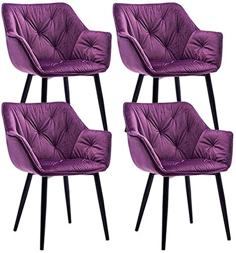 Modern Kitchen Dining Room Chairs Velvet Dining Chairs Set Of 4 Cozy Cushioned Seat Metal Non-Slip Feet Kitchen Chair Living Room Bedroom Makeup