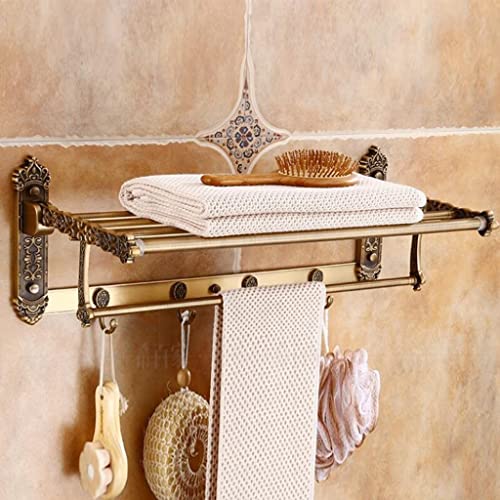 HIGOH Towel Racks,Bathroom Towel Rack Wall Mounted Towel Holder,Bathroom Accessories Antique Bronze Carved Aluminum Bath Hardware Towel Rack,Towe
