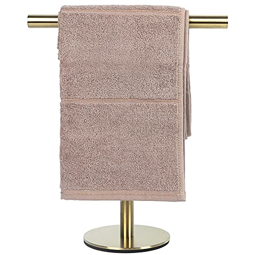 Bath Hand Towel Holder Standing, T-Shape Towel Bar Rack Stand, SUS304 Stainless Steel Brushed Finish,Tower Bar for Bathroom Kitchen Vanity Counte