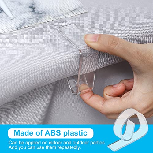 NITAIUN 15 Piece Clear Plastic Table Cloth Clips Adjustable Plastic Cover Clamps Clips Clear Tablecloth Clips Table Cover Skirt Holders for Thick