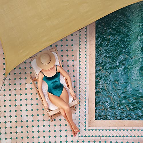 Relaxdays Rectangular Sun Shade Sail 3 x 4 m HDPE Fabric UV Stabilised Concave Sun Shade with Guy Ropes Sand