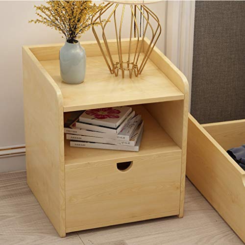 LUKEO Solid Wood Bedside Cabinet Simple Minimalist Bedroom Locker, Small Cabinet Rack, Bedside Table