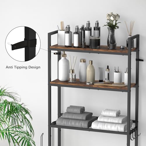 Over the Toilet Rack for Bathroom, 3-Tier Over Toilet Organizer Rack Multifunctional Over The Toilet Storage Rack Freestanding Bathroom Space Sav