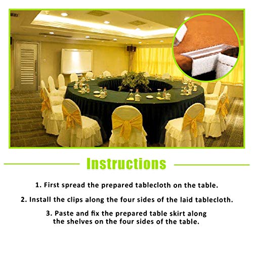 Keadic 30Pcs Clear Table Skirting Clips Tablecloth Clips with Vercro for Table 3/4 - 1 Inch with Hook and Loop for Wedding Home Meeting Party Pic