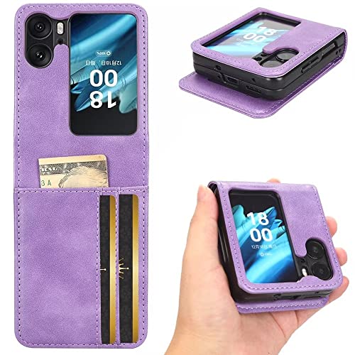 KRjcsfhy Case for OPPO Find N2 Flip 5G Wallet Case wtih Card Holders, PU Faux Leather Back Cover + Hard PC Protective Shell Thin Phone Case for O