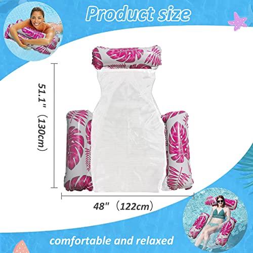 GAWEI Water Hammock, 2 Pack Inflatable Pool Floats Hammock 4-in-1 Swimming Pool Hammock,Swimming Pool, Water Lounge Party Toys for Adults (rose b