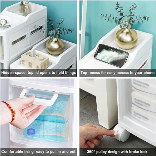 Shykey Small Bathroom Floor Cabinet Organizer, Large Capacity Side Toilet Cabinet, Slim Bathroom Storage Cabinet Free Standing Toilet Paper Holde
