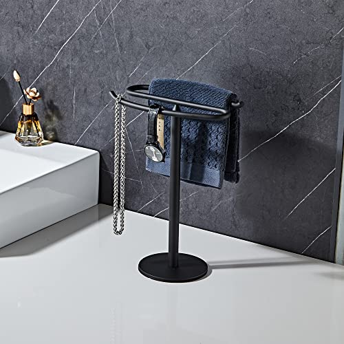 Matte Black Hand Towel Holder Stand, Free-Standing Towel Rack, SUS304 Stainless Steel Towel Bar Rack Stand, Tower Bar for Bathroom Kitchen Vanity